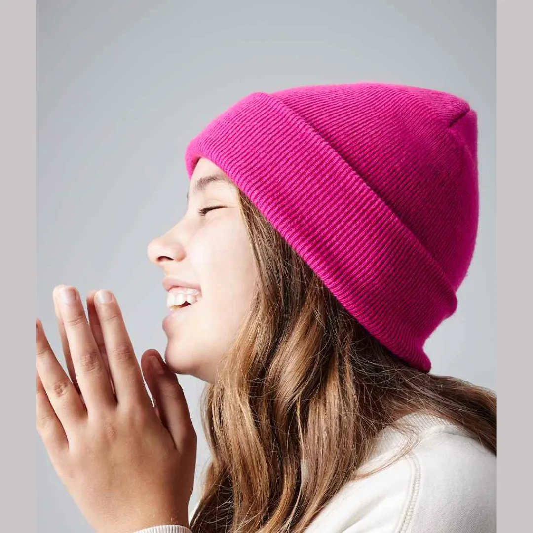 Kids Plain Beanie Hat - Pink