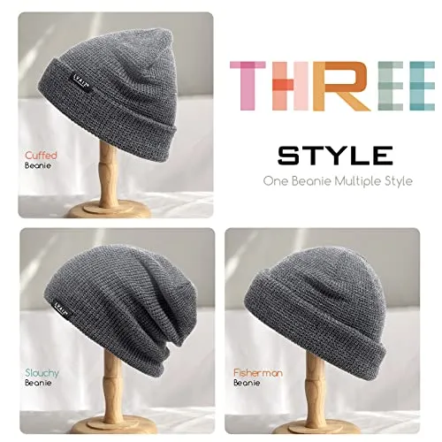 Lvaiz Knitted Beanie Waffle Slouchy Skullcap