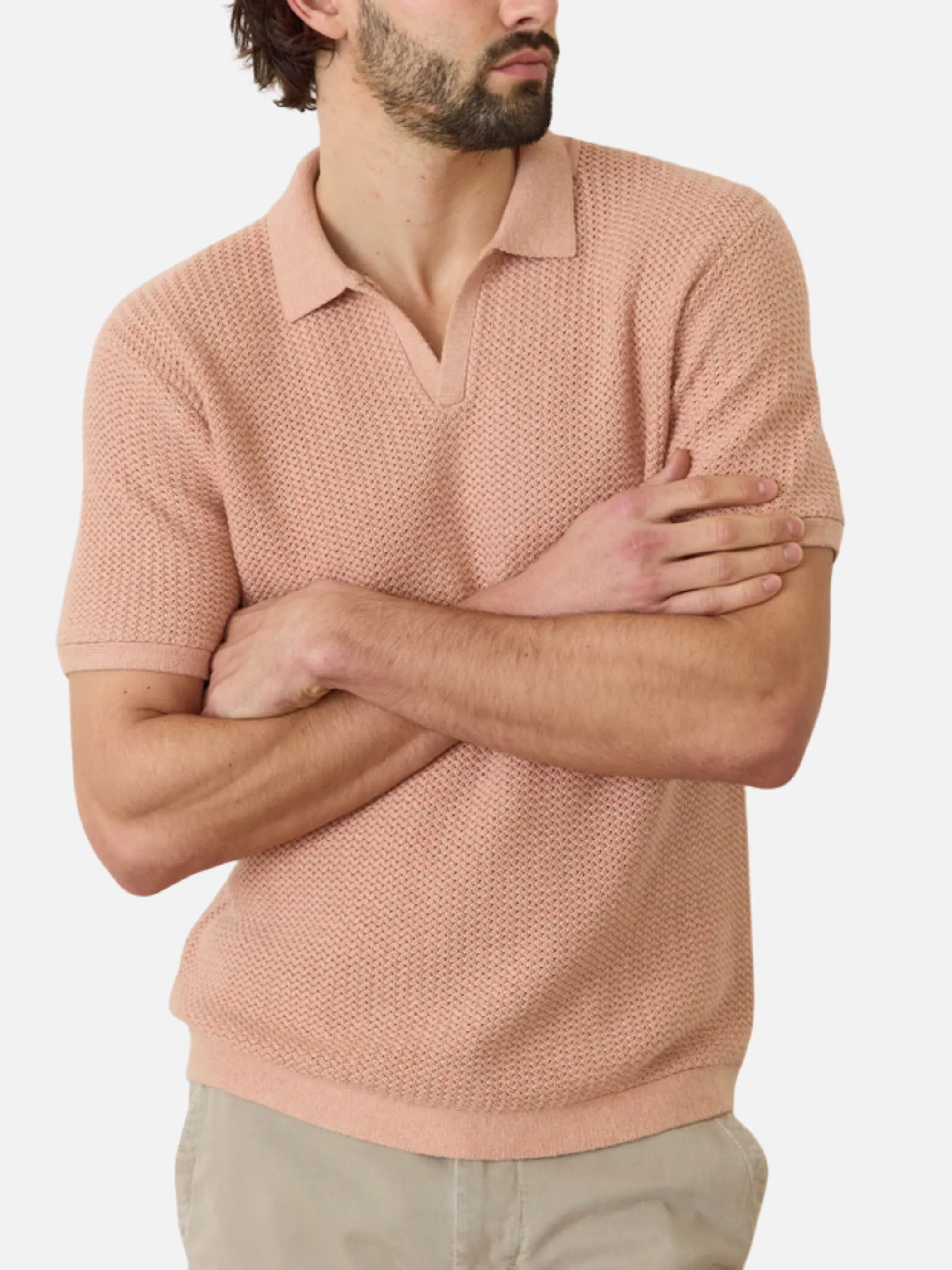 Marine Layer Conrad Sweater Polo - Raw Earth