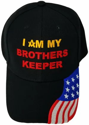 Mason Hat Black Baseball Cap I AM MY BROTHERS KEEPER, Masonic Logo Freemasons