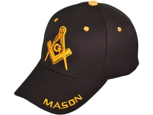Mason Hat Black Baseball Cap with Masonic Logo Freemasons Shriners Prince Hall Lodge Headwear