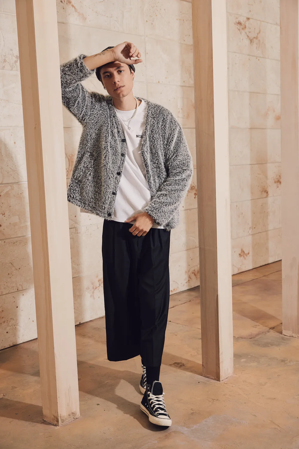 Mohair Textured V-Neck Cardigan