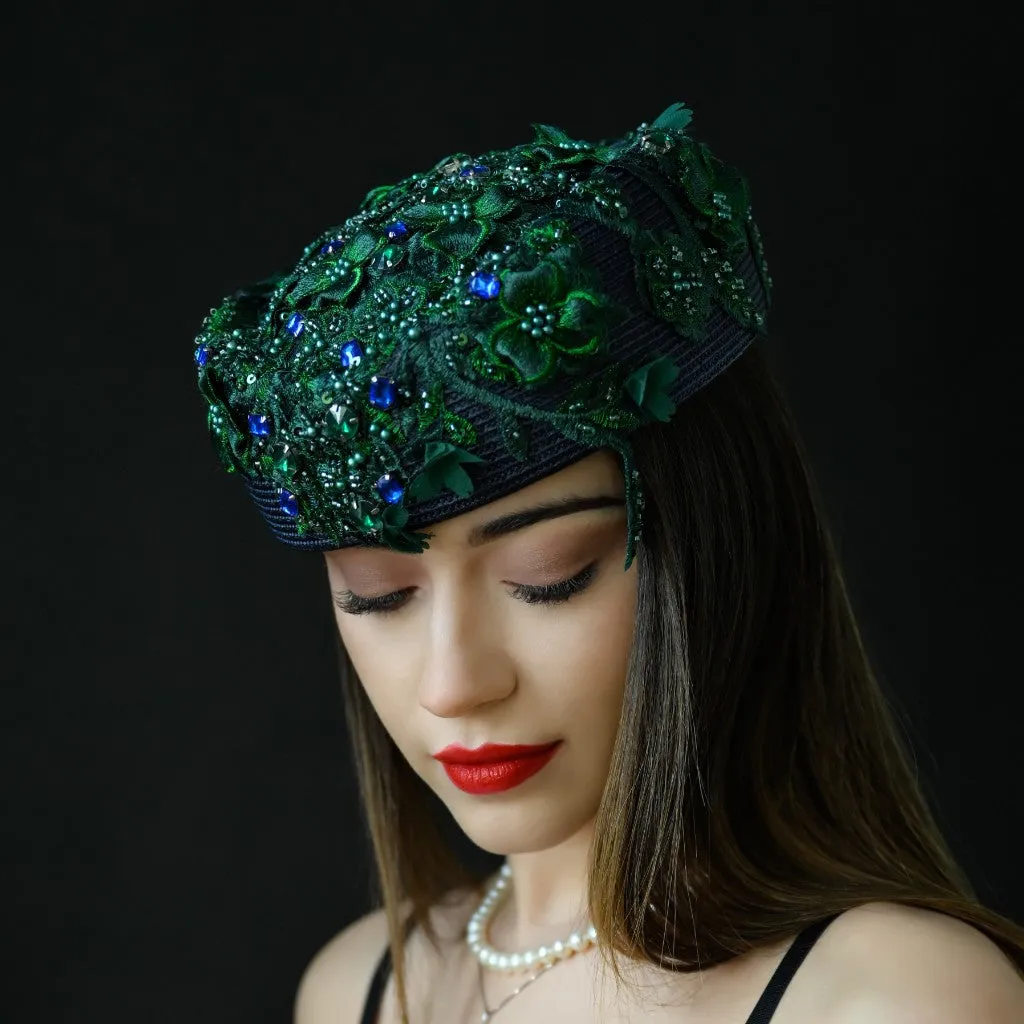 NA99430-Lace Covered Pillbox Dress Hat