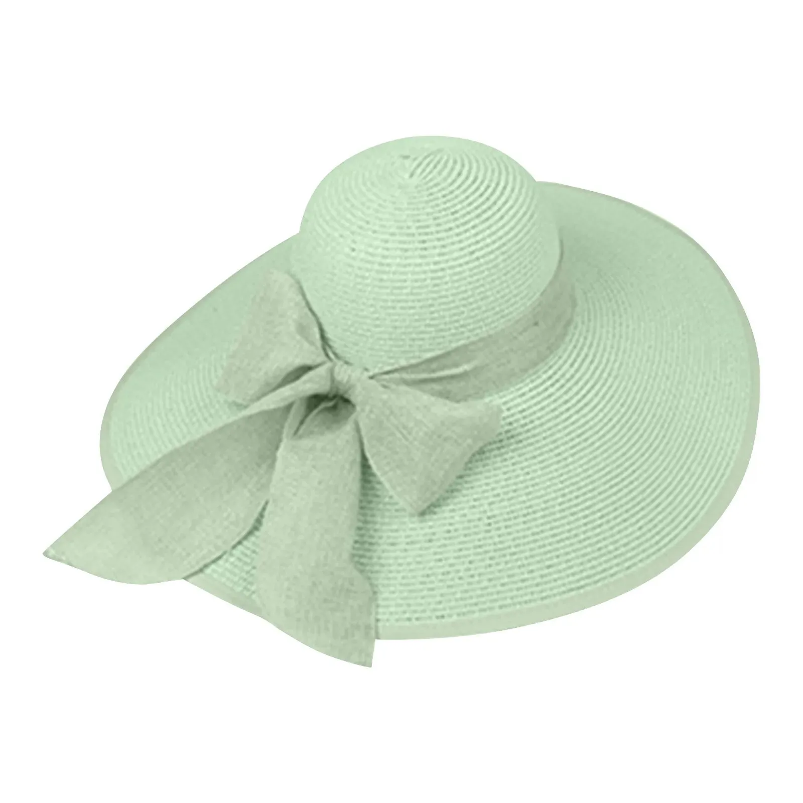 New Summer Women Straw Hat Bowknot Wide Brim Floppy Foldable Panama Hats Adult Outdoor Sun Protection Flat Top Ribbon Beach Cap