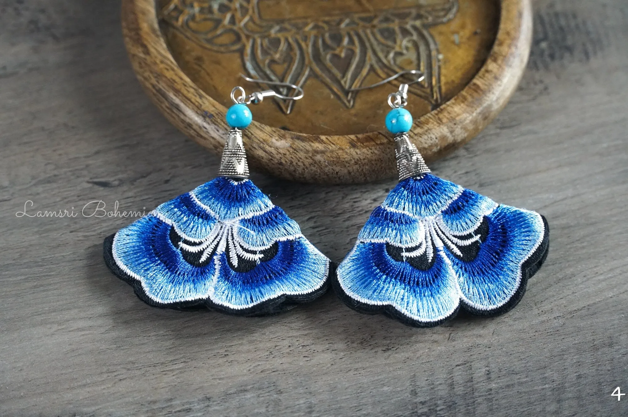 Ocean Bloom Embroidered Earrings