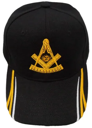 Past Master Mason Hat Black Baseball Cap with Masonic Emblem, Lodge Headwear