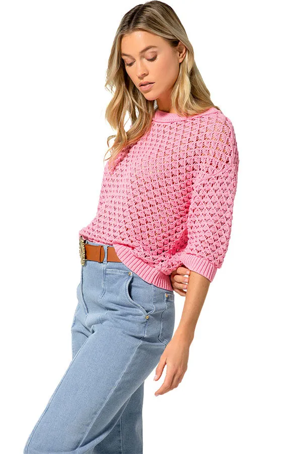 PINK LIGHT KNIT LOOSE PULLOVER