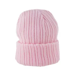 Pink Ribbed Beanie