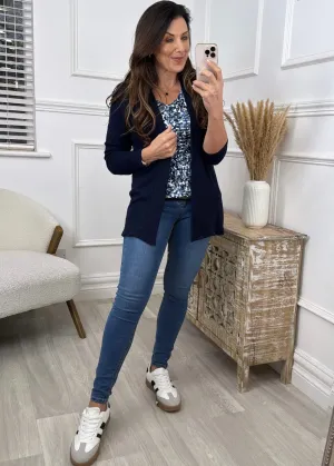 Portia Navy Open Front Cardigan