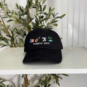 Puerto Rico Symbols Embroidered Baseball Hat | Cultural Icons🇵🇷✨