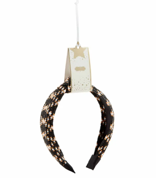Raffia Woven Headband - Black