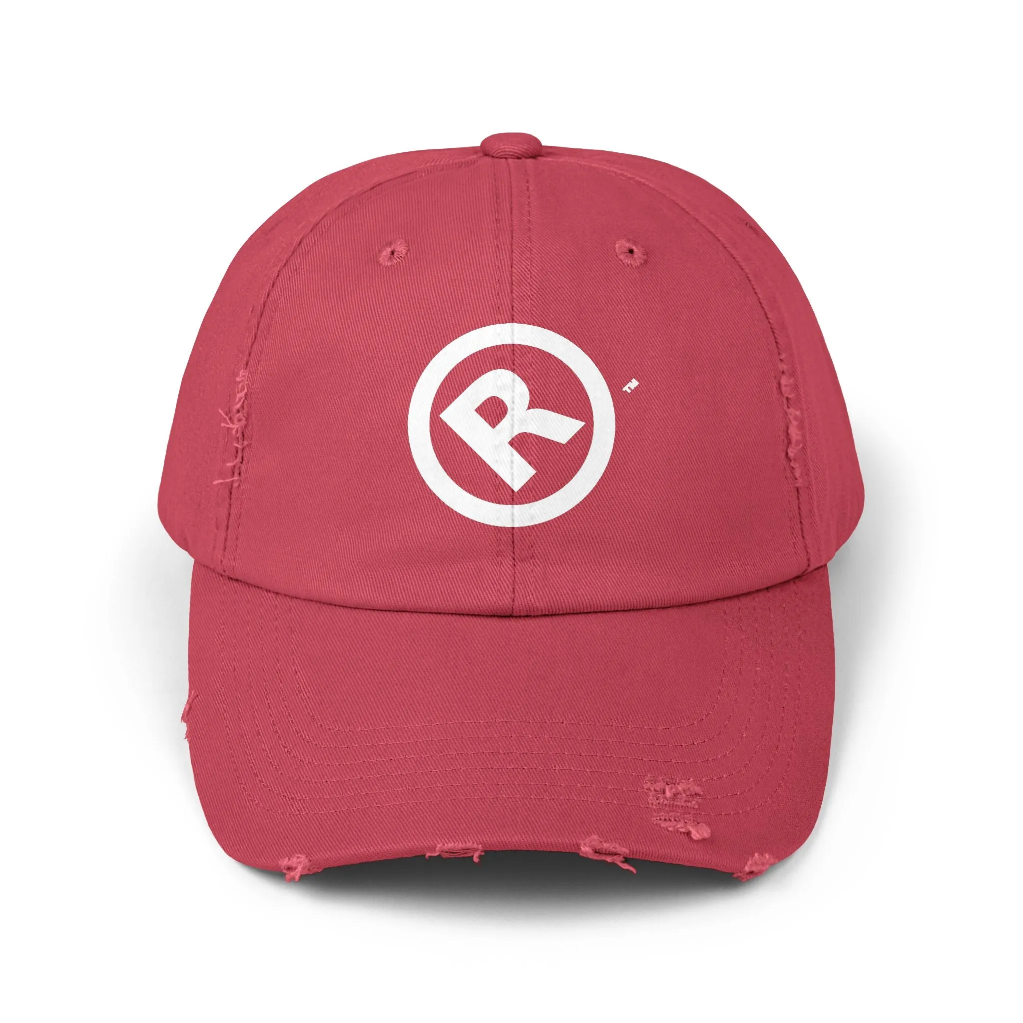 Raw Suhi "R" LOGO Distressed Dad Cap (Dashing red)