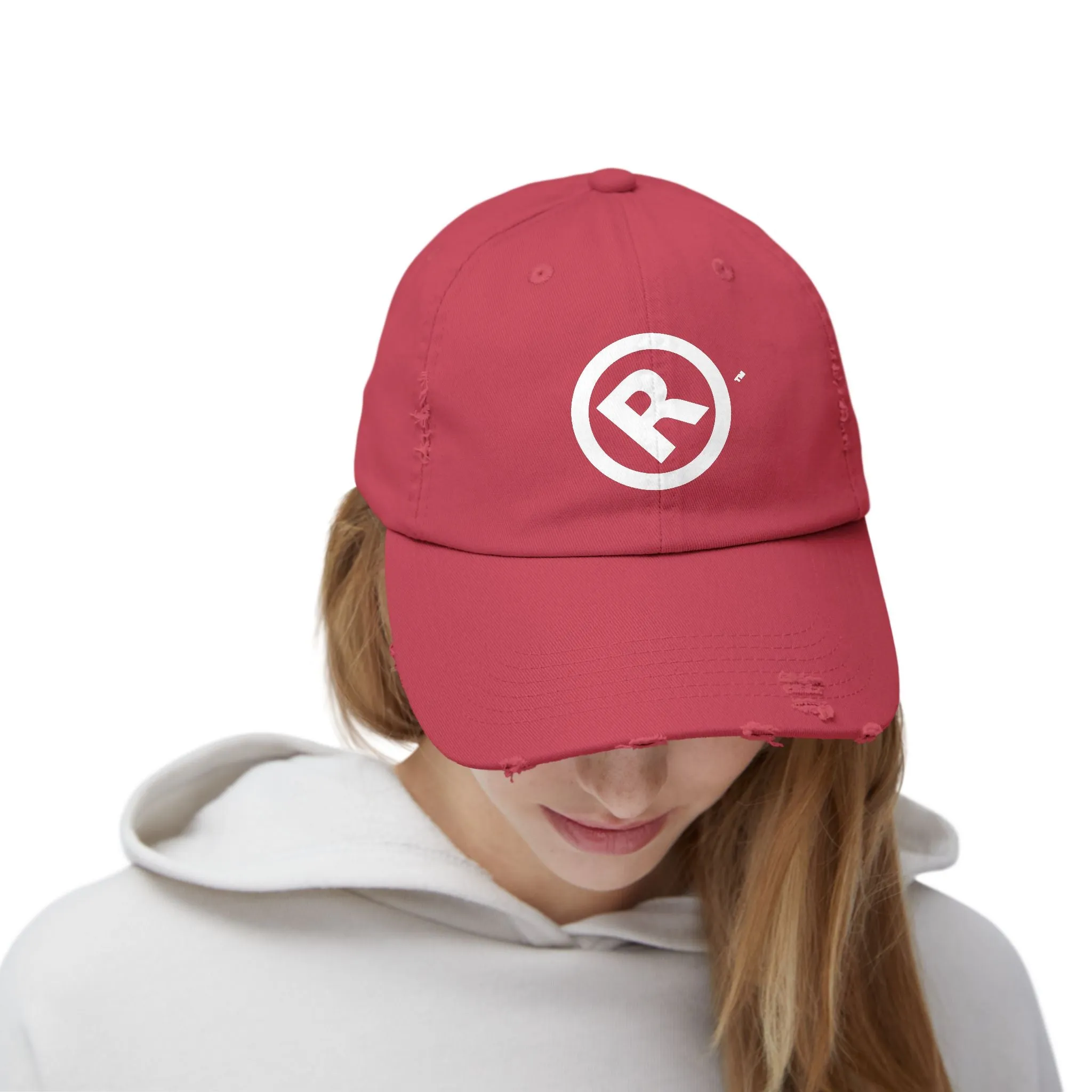 Raw Suhi "R" LOGO Distressed Dad Cap (Dashing red)