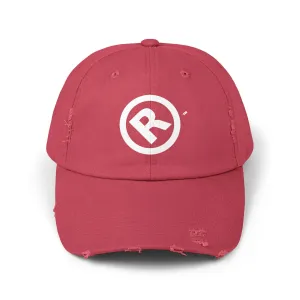 Raw Suhi "R" LOGO Distressed Dad Cap (Dashing red)