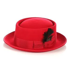 Red Wool Pork Pie Hat
