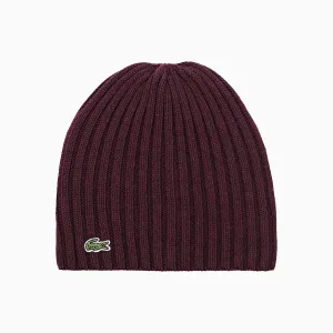 Ribbed Wool Knit Beanie Hat
