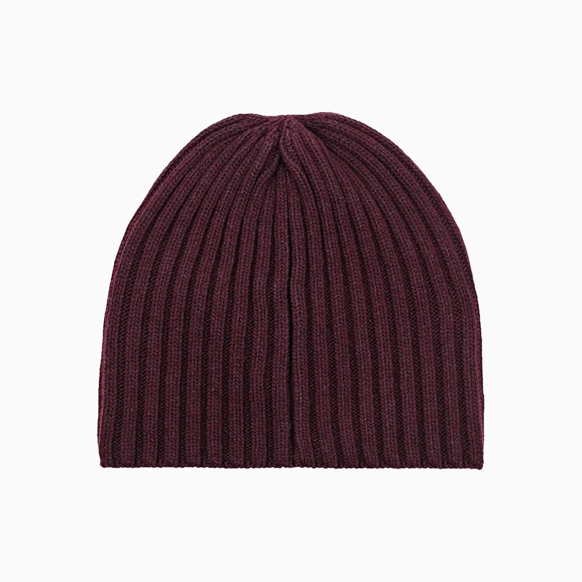 Ribbed Wool Knit Beanie Hat