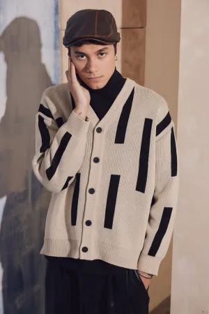 Stick V-Neck Button Cardigan