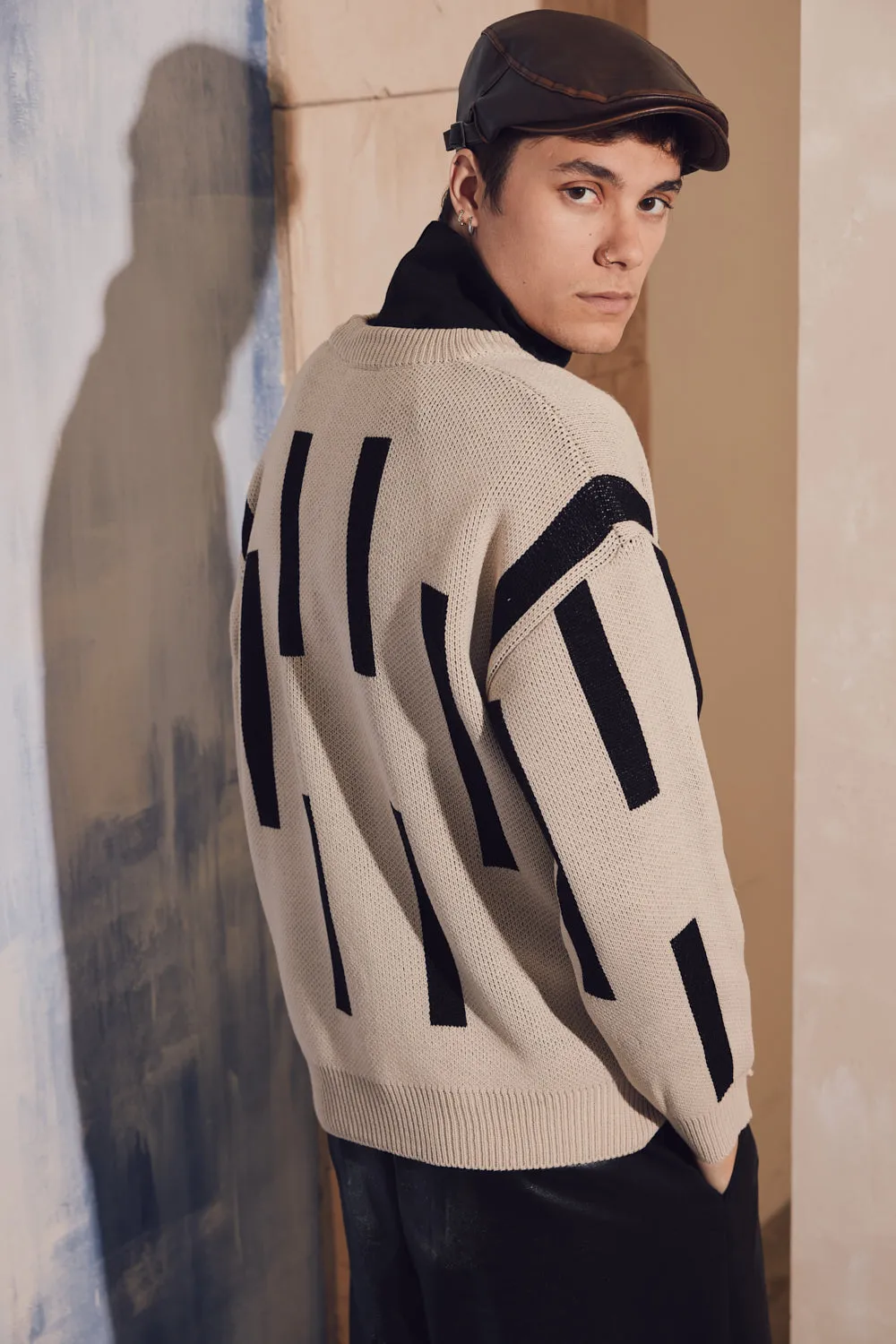 Stick V-Neck Button Cardigan