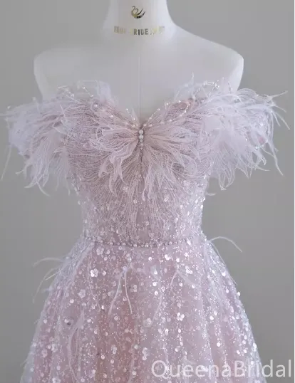 Stylish Strapless Shiny Pink A-line Beaded Long Party Dress Prom Dresses ,WGP1779