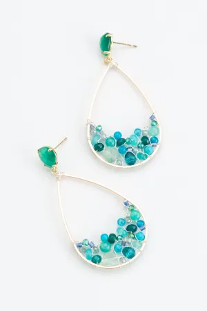 Teal Crystal Beaded Earrings