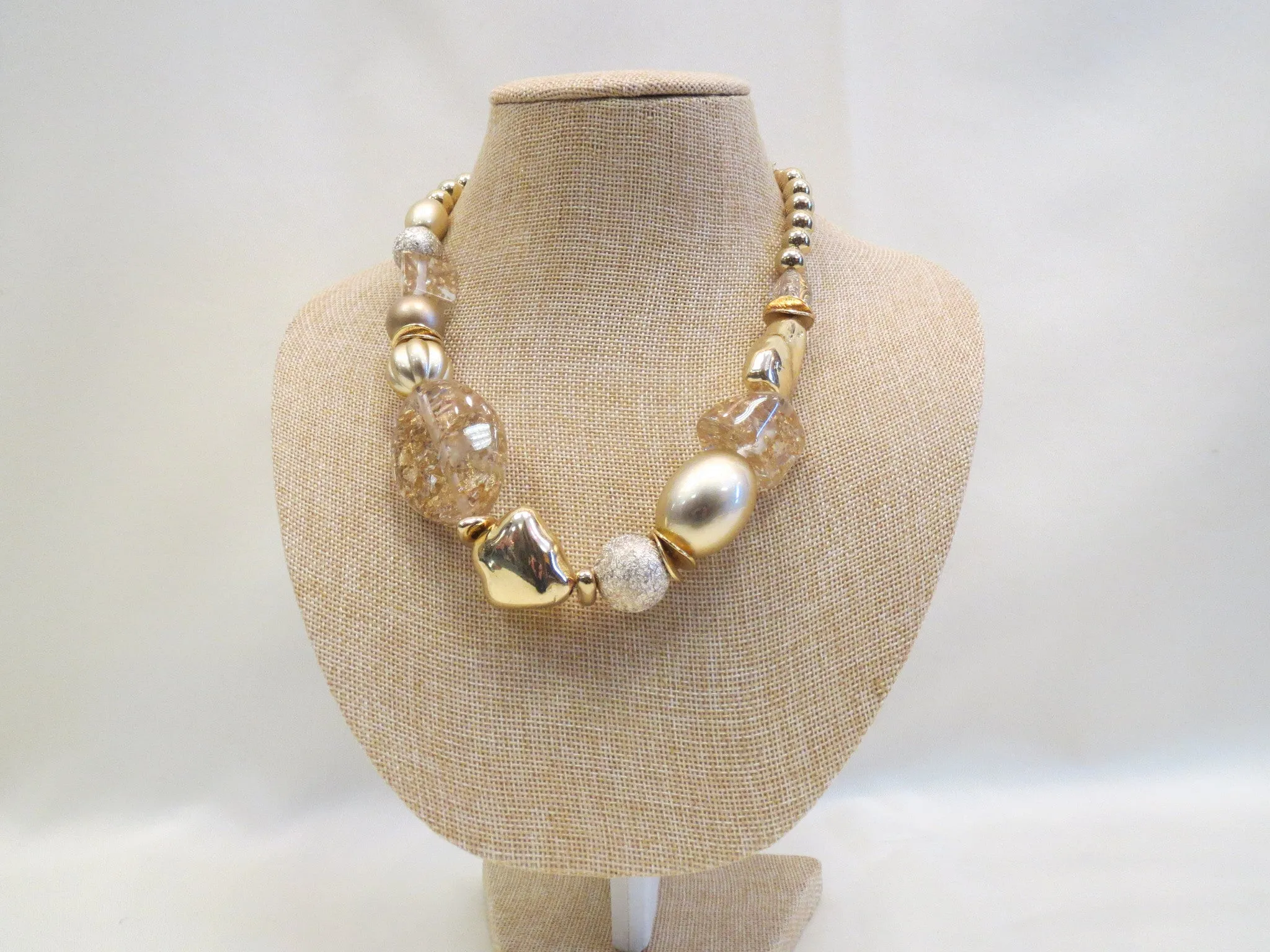 Treska | Gold Beaded Statement Necklace