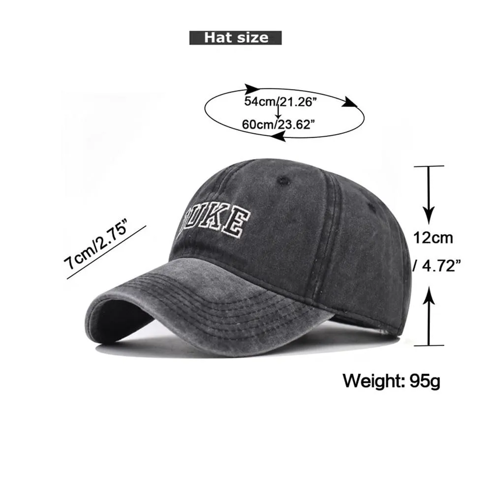URTAODFE Duke Embroidered Washed Baseball Cap, Dad Hat Trucker Hat Cotton Golf Dad Hat Gift Giving, Navy Blue, Large