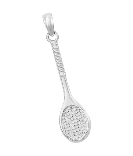 Vintage Style Tennis Racket Charm in 14 Karat Gold - White or Yellow