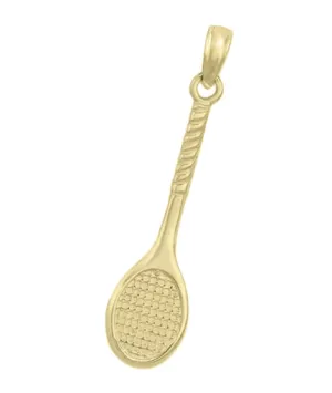 Vintage Style Tennis Racket Charm in 14 Karat Gold - White or Yellow