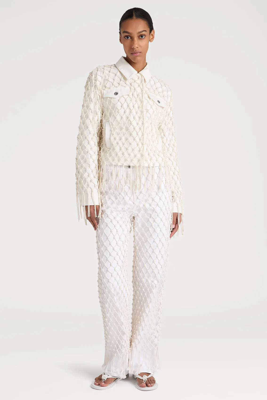 WEAVING INSPRIED WHITE DENIM JACKET