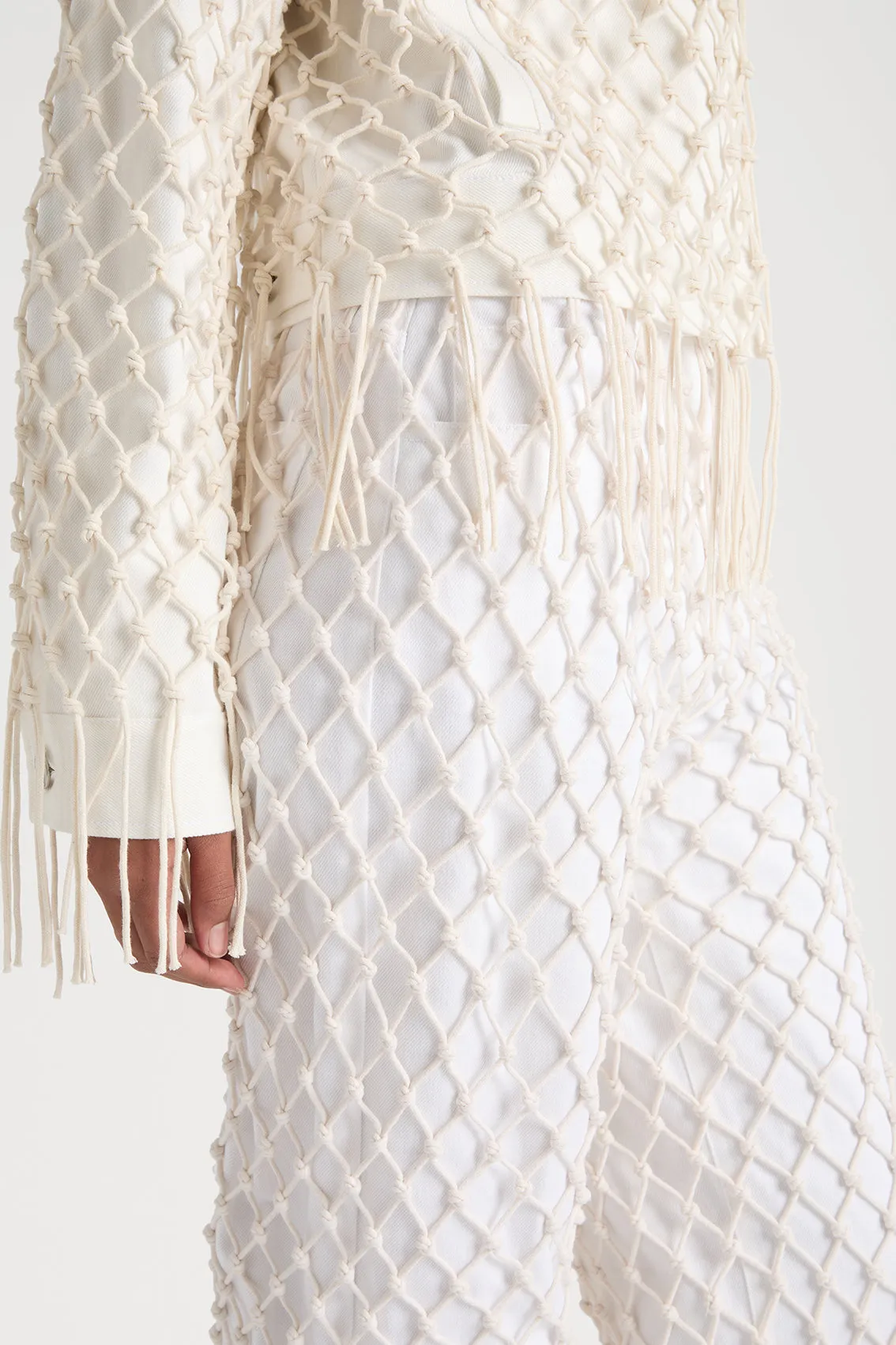 WEAVING INSPRIED WHITE DENIM JACKET