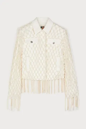 WEAVING INSPRIED WHITE DENIM JACKET
