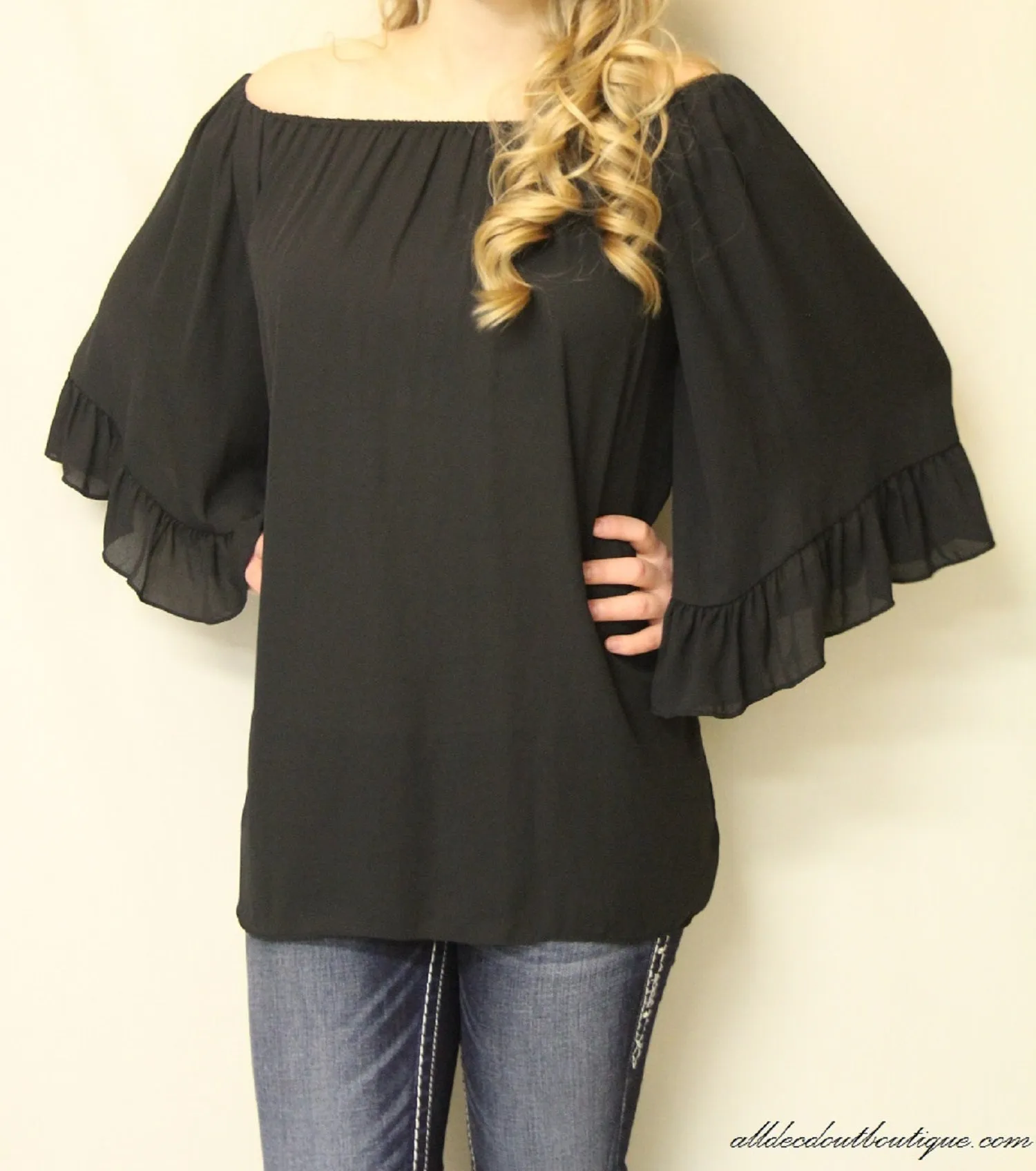 Yahada | Off The Shoulder Tunic Black